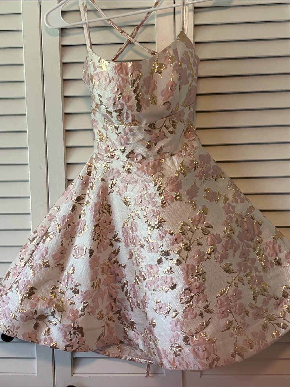 B Darling Pink and Gold Floral Fit-and-Flare Dress